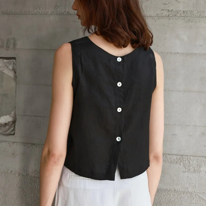 Claudette Linen Crop Tank