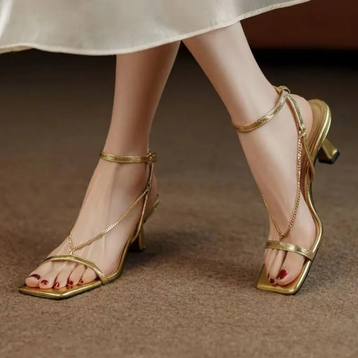 Cascata Chain-Drape Heeled Sandals
