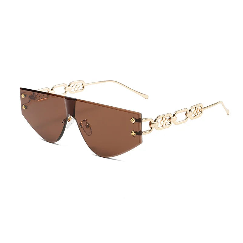 Catenina Chain-Temple Shield Sunglasses