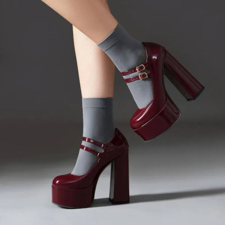 Baronessa Double-Buckle Platform Mary Janes