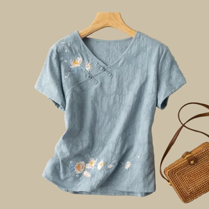 Anya Embroidered Linen Blouse