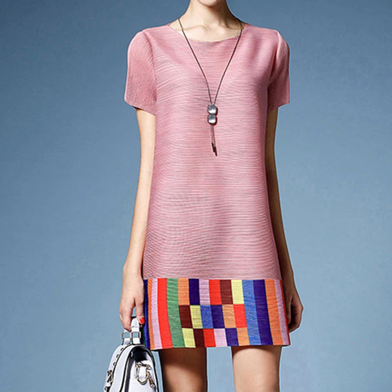 Mosaica Colorblock Pleated Dress