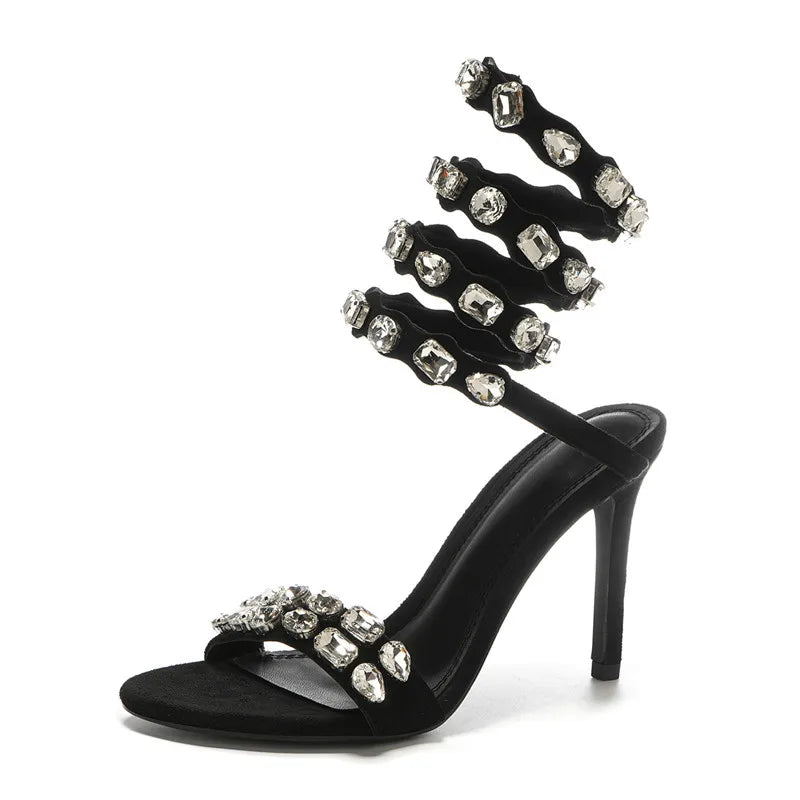 Serafina Crystal Wraparound Sandals