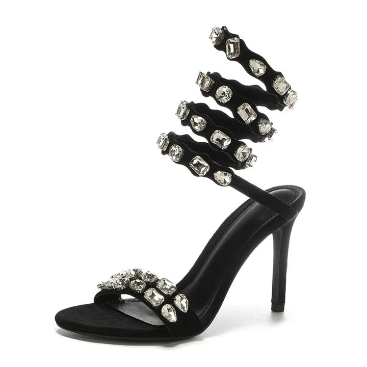 Serafina Crystal Wraparound Sandals