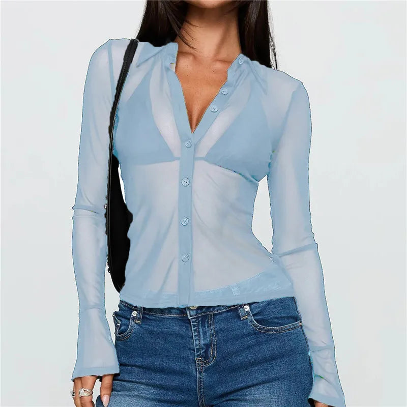 Velina Sheer Mesh Blouse