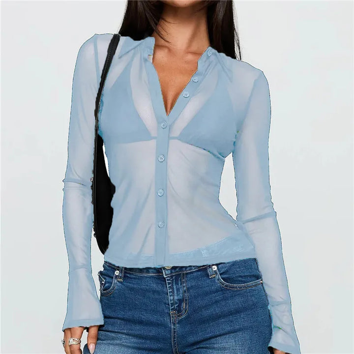 Velina Sheer Mesh Blouse