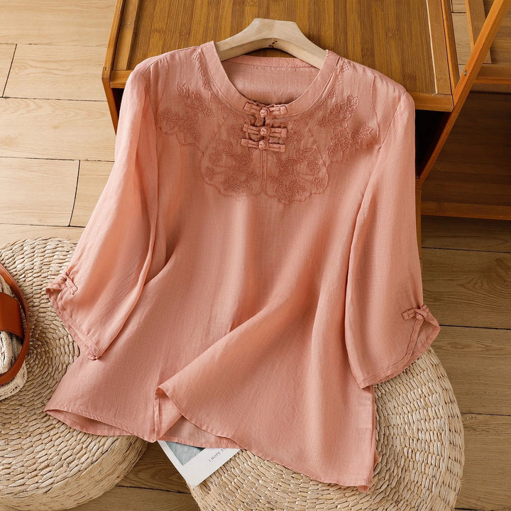 Jade Garden Linen Blouse