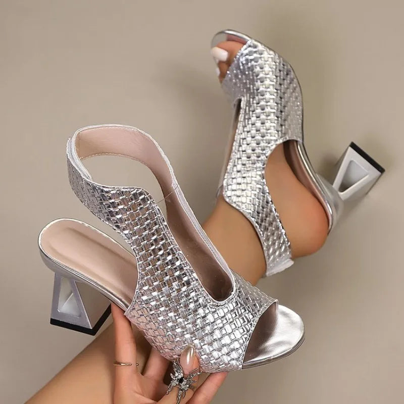 Intreccio Woven Peep-Toe Heels