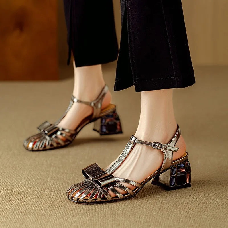 Bellamira Crystal Leather Sandals