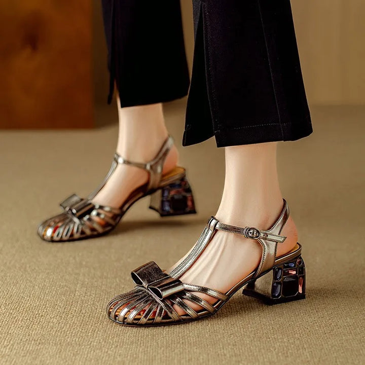 Bellamira Crystal Leather Sandals