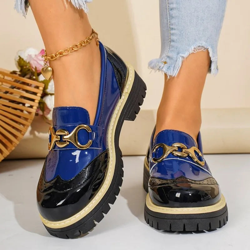 Bicolore Brogue Platform Loafers