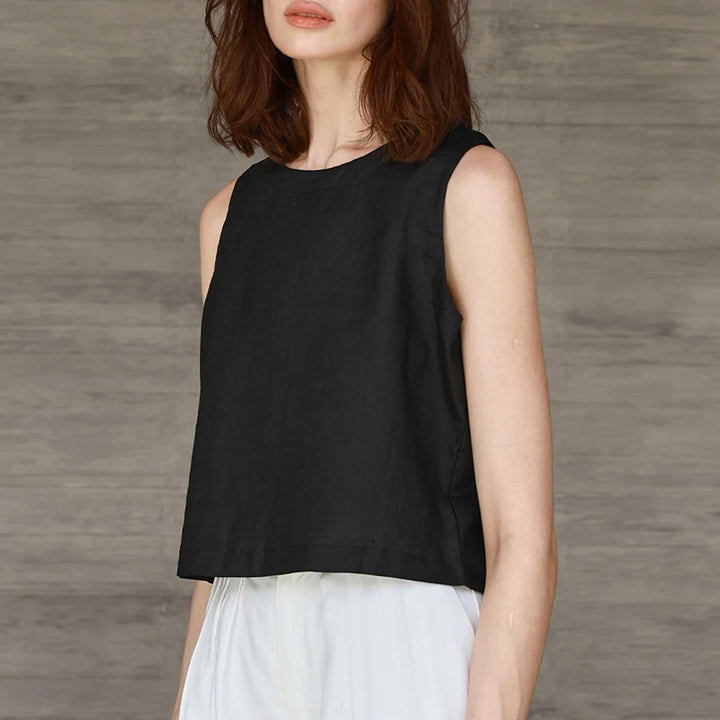 Claudette Linen Crop Tank