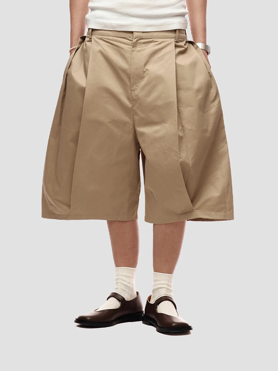 Pleated Wide-Leg Shorts