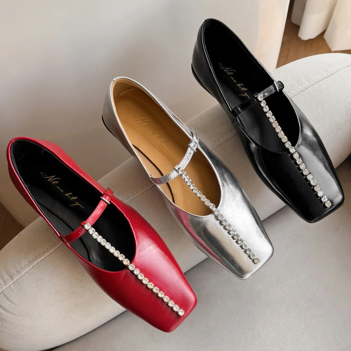Alessia Crystal Leather Flats