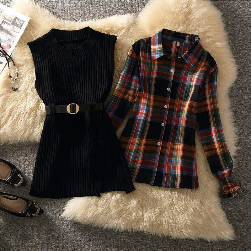 Plaid & Pleat 2 Piece Set