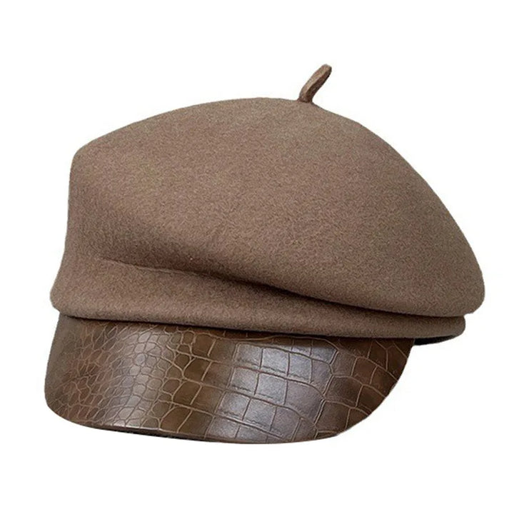 Aveline Leather Wool Beret