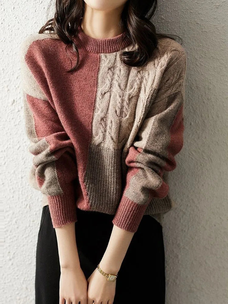 Intarsia Patchwork Sweater