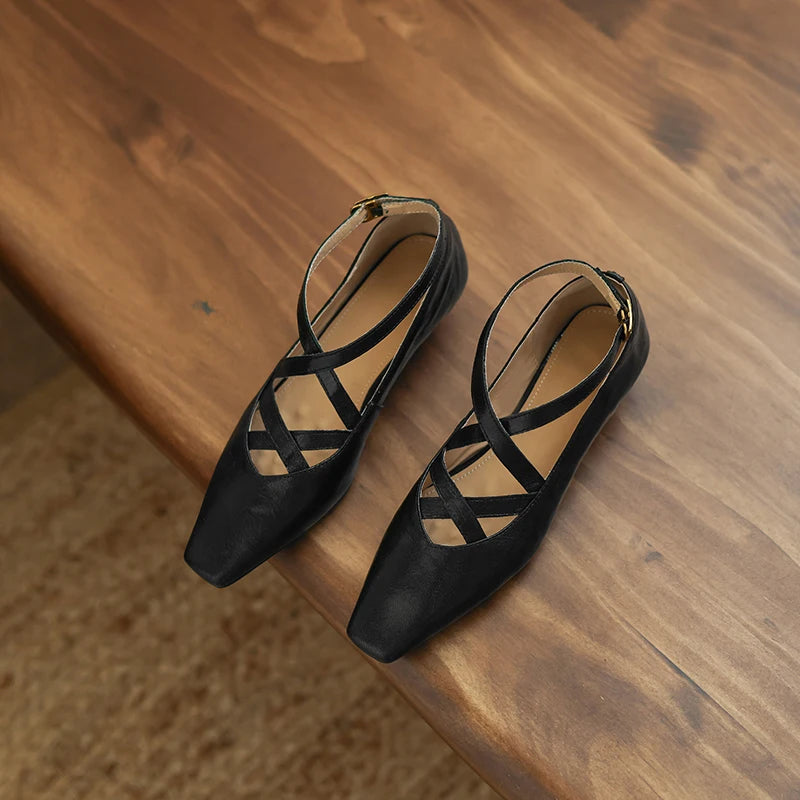 Vittoria Leather Crossband Heels
