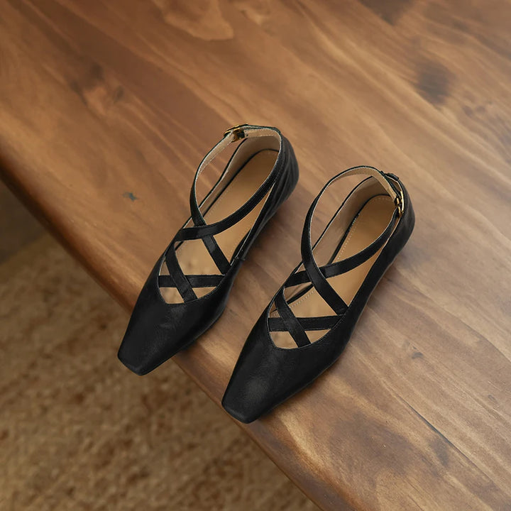 Vittoria Leather Crossband Heels