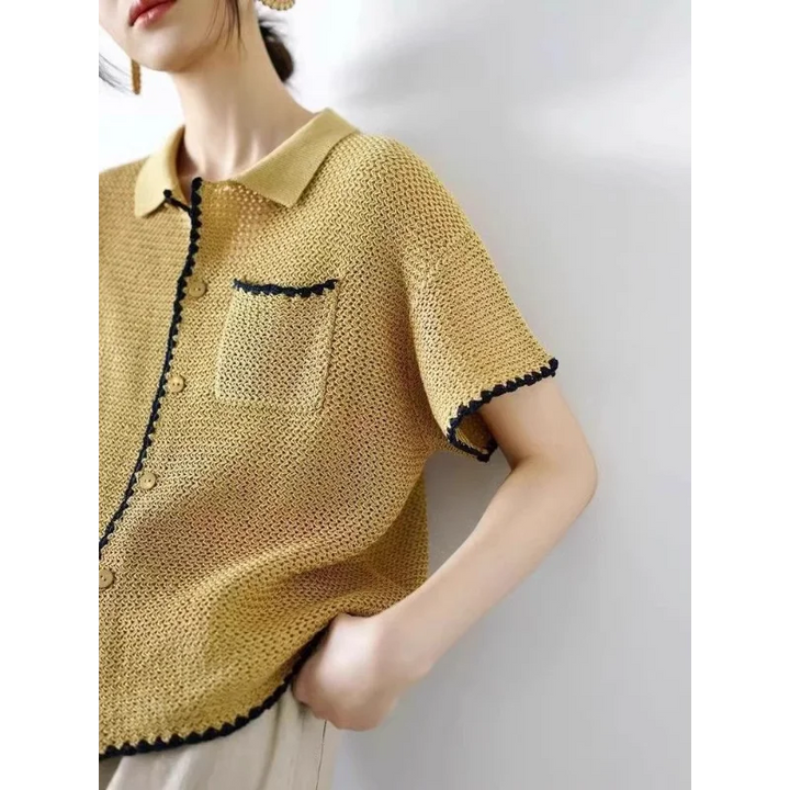 Picot Trim Knit Polo