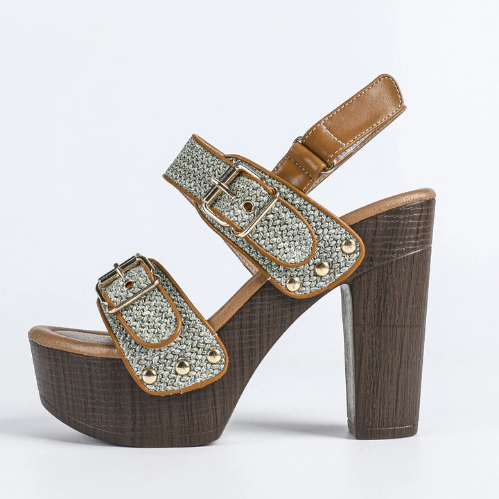 Rafia Buckled Platform Sandals