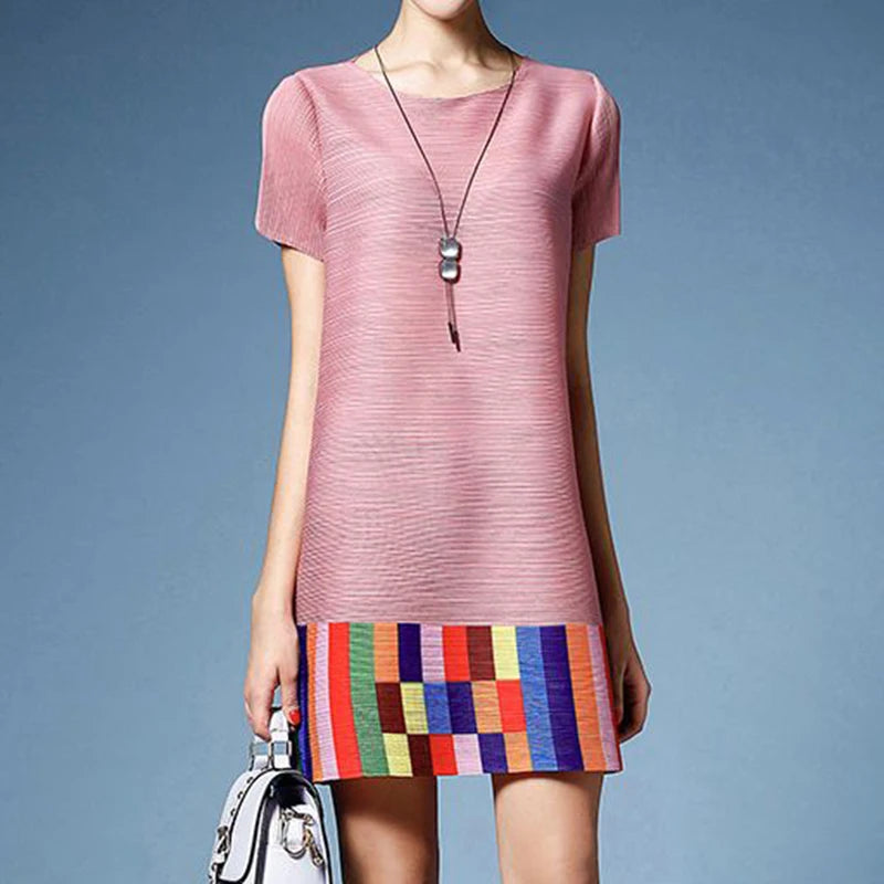 Mosaica Colorblock Pleated Dress