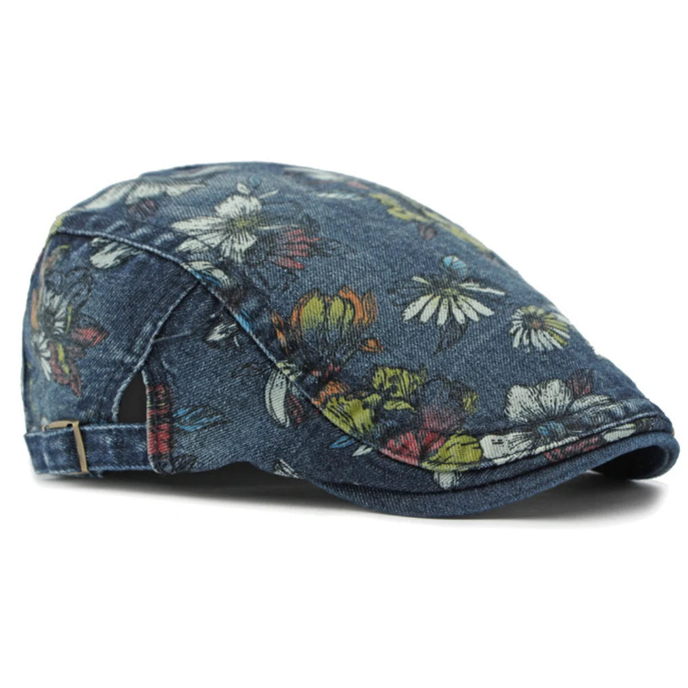 Giardino Floral Denim Beret