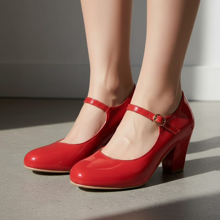 Scarlet Patent Pumps