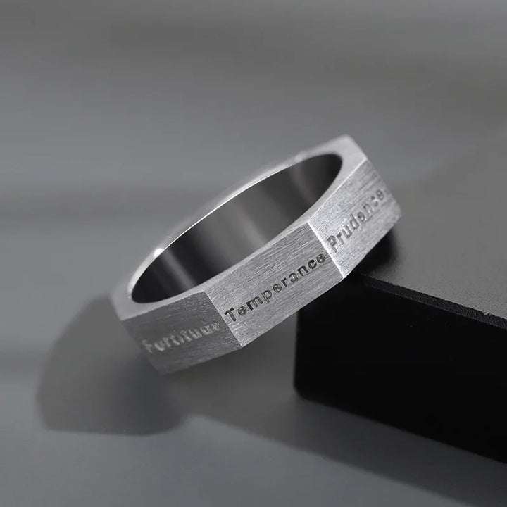 Seven Virtues Engraved Ring