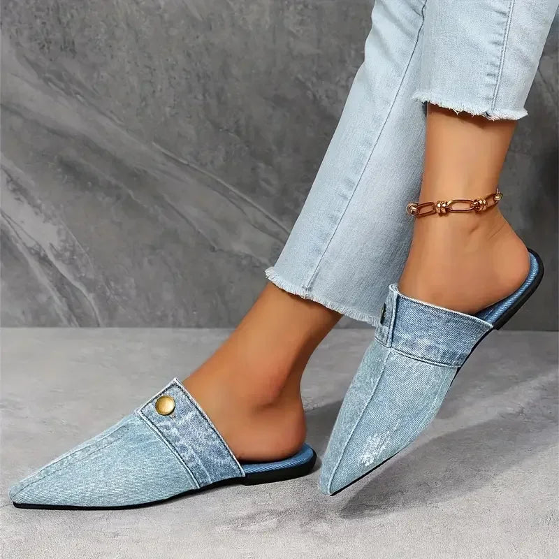 Della Denim Slides