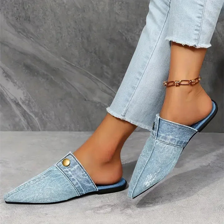 Della Denim Slides
