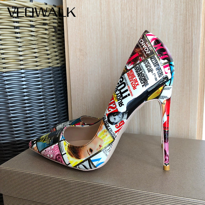 Rivista Magazine Print Stiletto Pumps