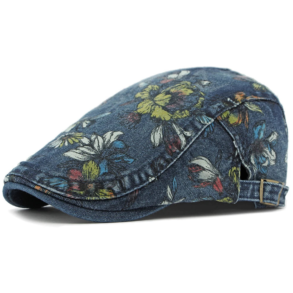 Giardino Floral Denim Beret