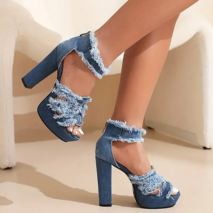 Sfilacciata Frayed Denim Platform Sandals