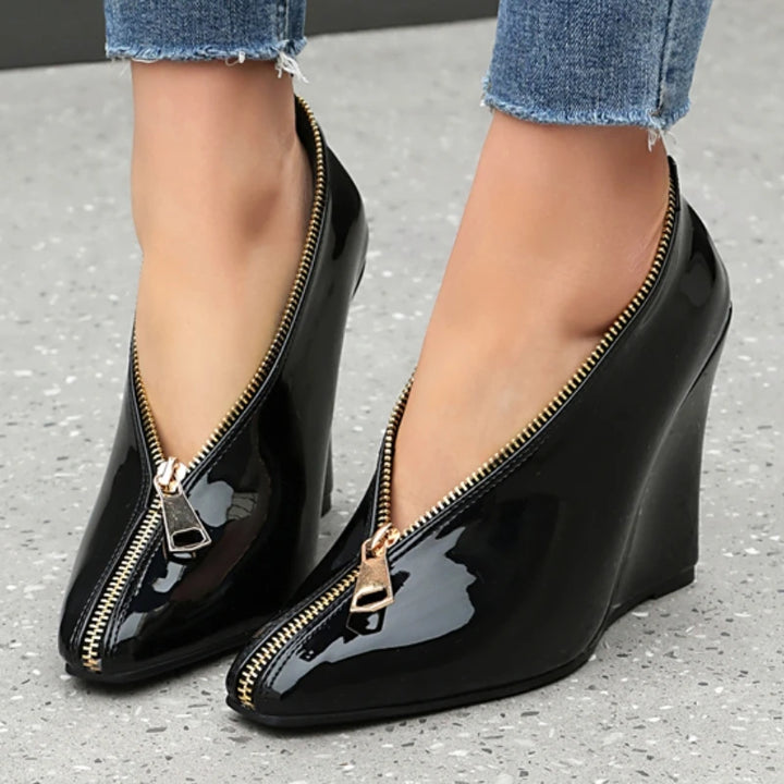 Chiusura Front-Zip Wedge Pumps