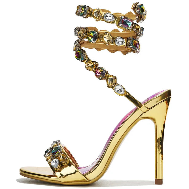 Serafina Crystal Wraparound Sandals