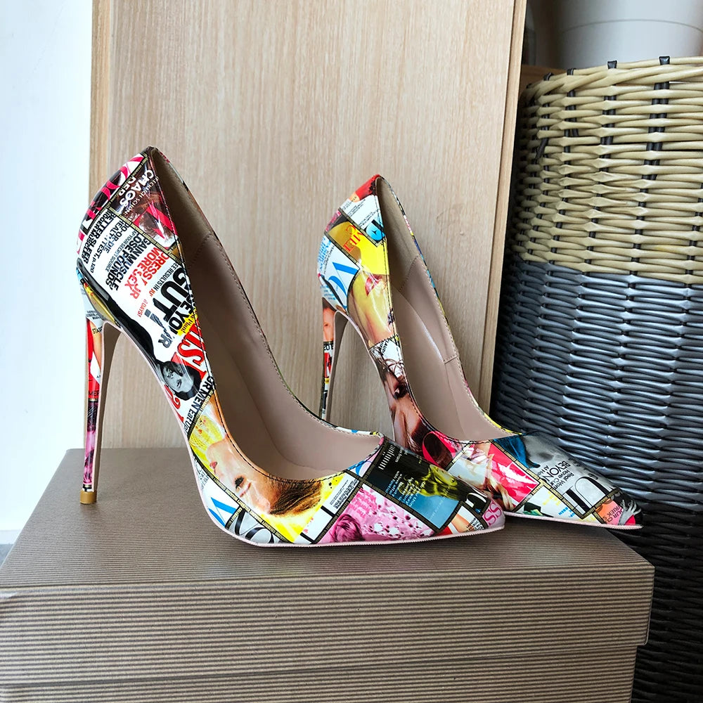 Rivista Magazine Print Stiletto Pumps