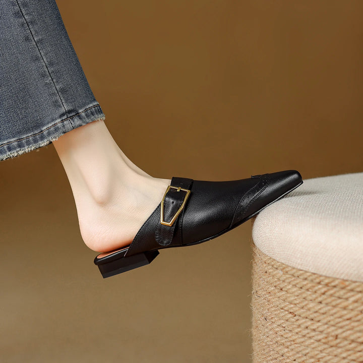 Brionne Brogue Leather Mules