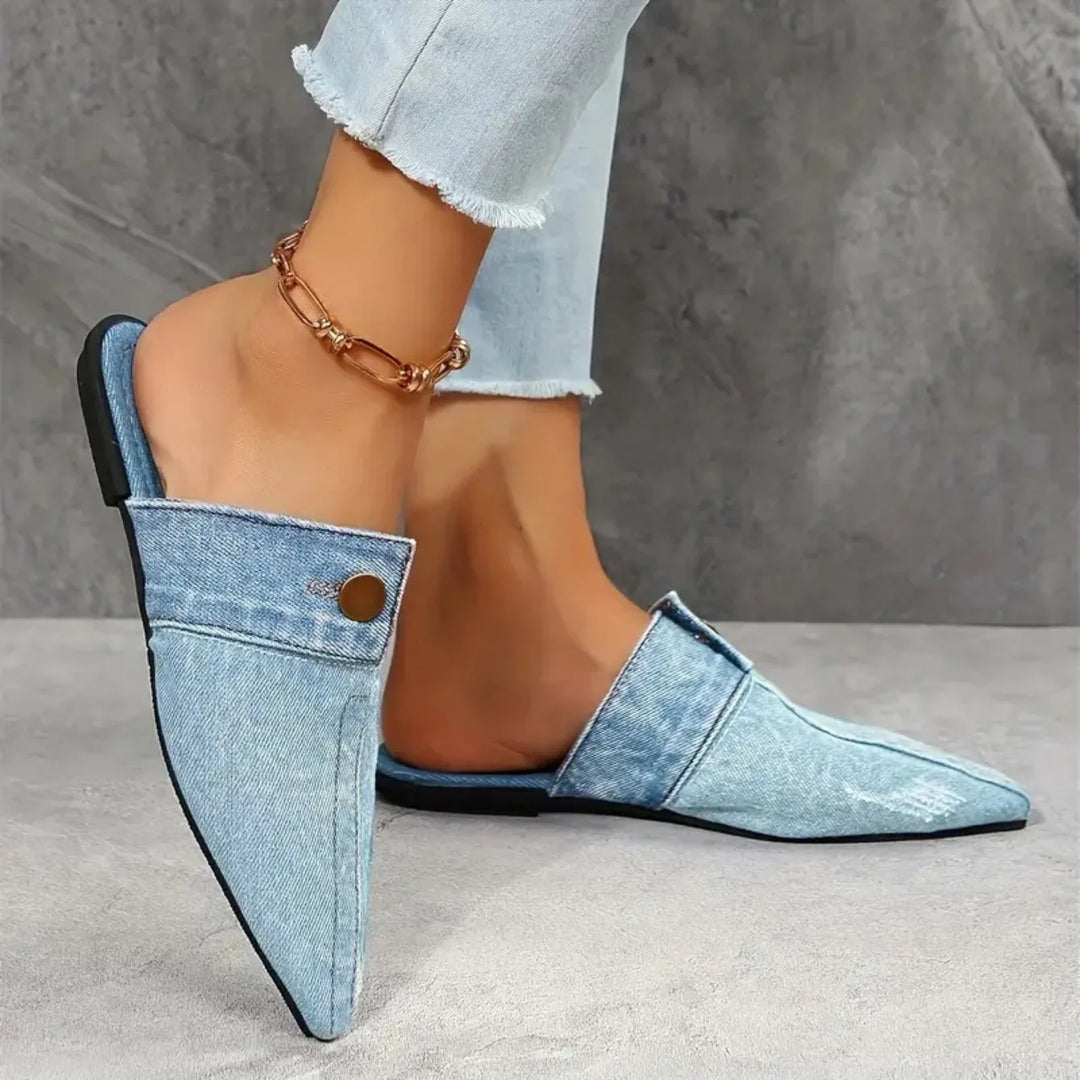 Della Denim Slides