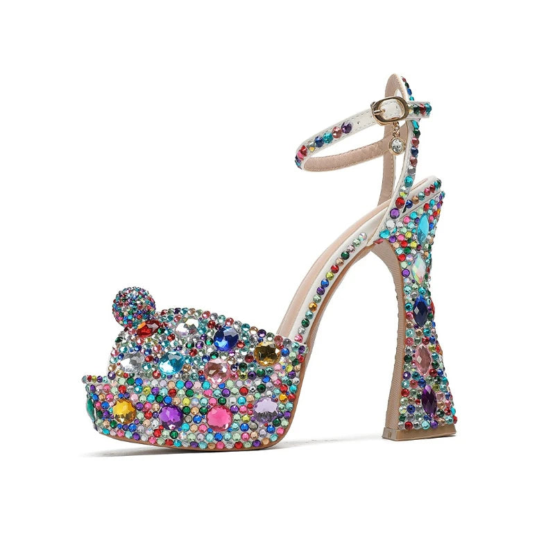 Gemmata Rhinestone Platform Sandals
