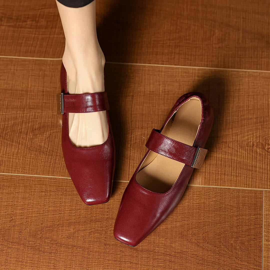 Verena Square Toe Leather Flats
