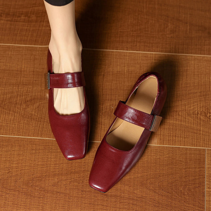 Verena Square Toe Leather Flats