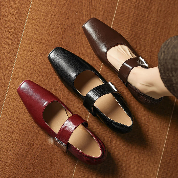 Verena Square Toe Leather Flats