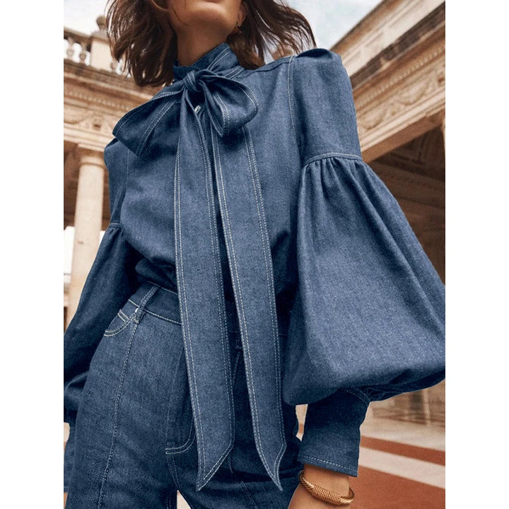Aubryn Denim Knot Blouse