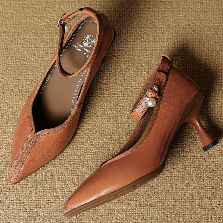 Perlina Ankle-Strap Pointed Pumps
