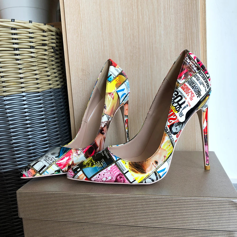 Rivista Magazine Print Stiletto Pumps