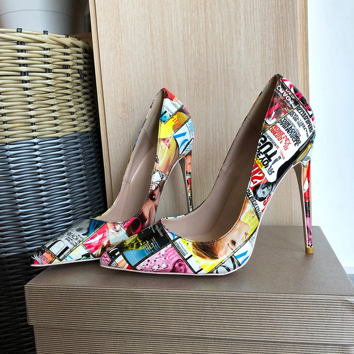 Rivista Magazine Print Stiletto Pumps
