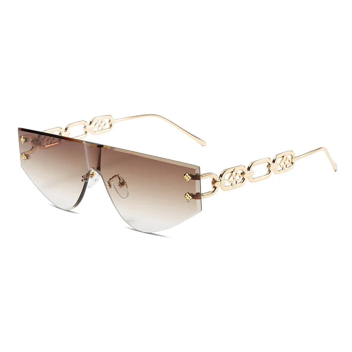 Catenina Chain-Temple Shield Sunglasses