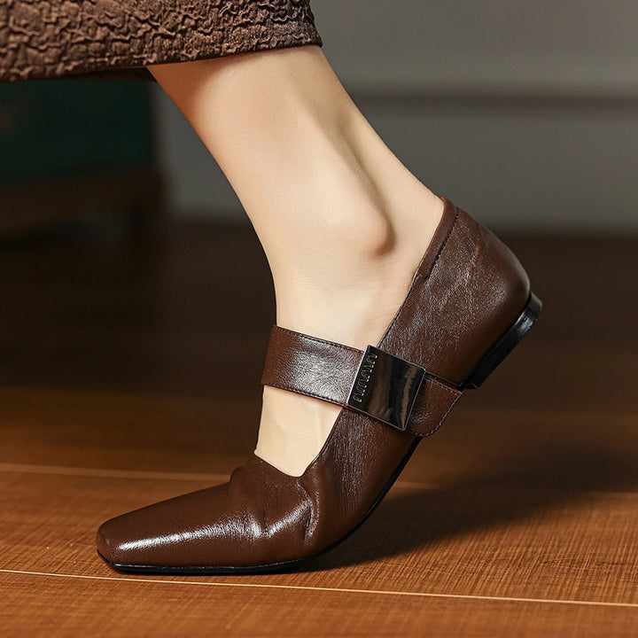 Verena Square Toe Leather Flats