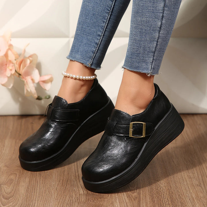 Fibbia Buckle Wedge Loafers
